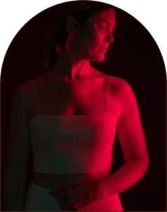 Female receiving red light therapy for skin care Female receiving red light therapy for skin care
