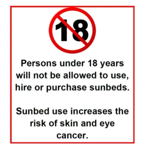 Notice: Sunbed use restricted to individuals aged 18 and over