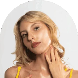 Customer with firm, healthy, radiant skin following a WellFit Lift full-body skincare treatment.